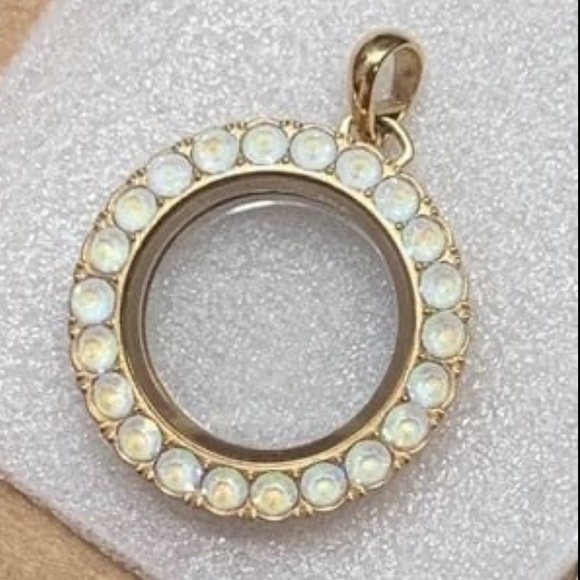 Origami Owl Medium Gold Twist Living Locket w/ Grey DeLite Swarovski Crystals - Picture 1 of 4